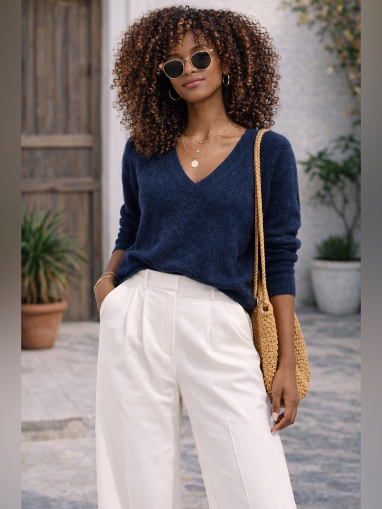 American Eagle 100% Cashmere Navy V-Neck Sweater Soft Lightweight Small Hole